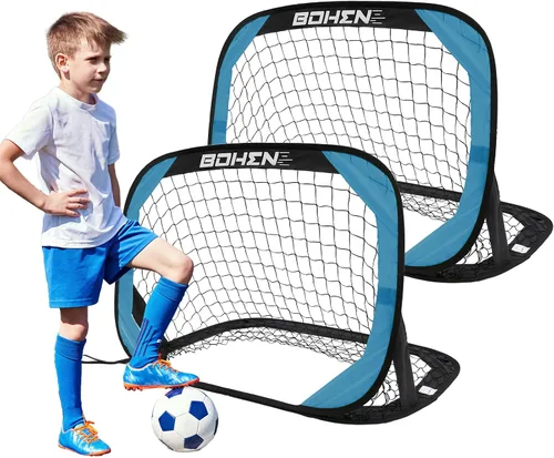 Vista 11 de BOHEN Porterías de fútbol desplegables para niños, red de fútbol portátil plegable para exteriores, interiores, patio trasero y playa
