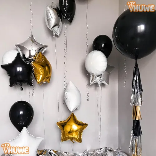 Vista 18 de Globos de estrella beige de 18 pulgadas, 10 globos de Mylar de forma estrella beige con revestimiento metálico de helio para decoraciones de fiesta