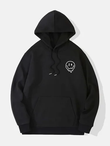 Vista 2 de Floerns Sudadera con capucha para hombre, manga larga, ligera, con cordón y estampado de letras