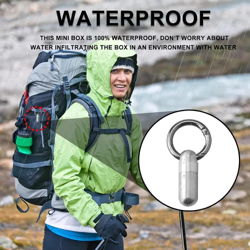 Vista 4 de Pastillero para llavero, pastillero pequeño de titanio, portátil, pastillero de viaje para bolso, cartera, bolsillo, impermeable, organizador