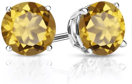 Vista 102 de Gem Stone King Aretes de plata de ley 925 con piedra natal redonda de 0.276 in para mujer