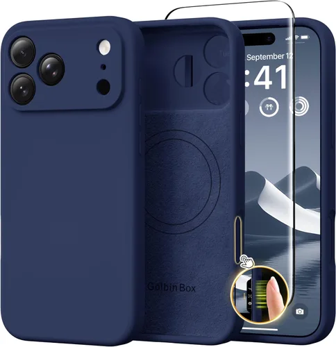 Vista 46 de GolbinBox Funda magnética para iPhone 17, compatible con MagSafe, cubierta de silicona integrada para control de cámara, funda de silicona líquida a