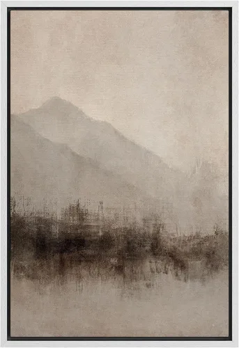 Vista 49 de SIGNFORD Lienzo enmarcado para pared, acuarela pastel, rosa, puesta de sol, nube, naturaleza, ilustraciones de área silvestre, arte moderno