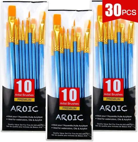 Vista 27 de AROIC Pinceles de Pintura Pequeños a Granel, 80 Piezas de Pinceles de Pintura de Cerdas de Nylon Negro para Niños con Punta Plana Redonda