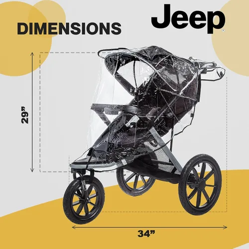 Vista 5 de Jeep Protector de lluvia para cochecito de correr, tamaño universal para adaptarse a la mayoría de cochecitos de correr, impermeable, resistente al