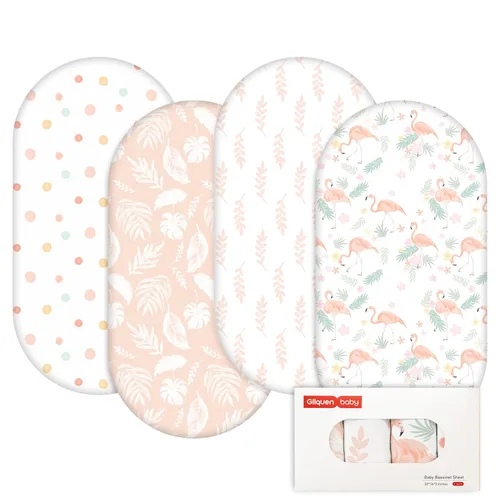 Vista 34 de Gllquen Baby Juego de 4 sábanas para moisés, transpirables y acogedoras