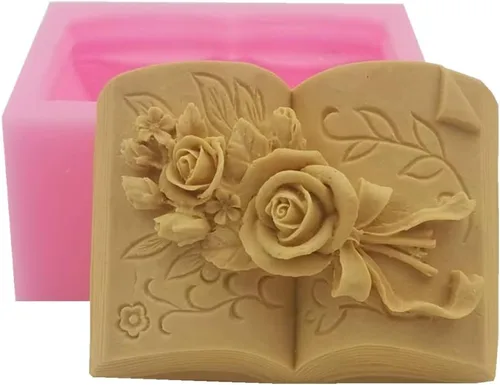 Vista 3 de Libro de silicona molde de vela molde de vela regalo del día del padre Jabón hecho a mano, velas, chocolate, dulces, fabricación de pasteles