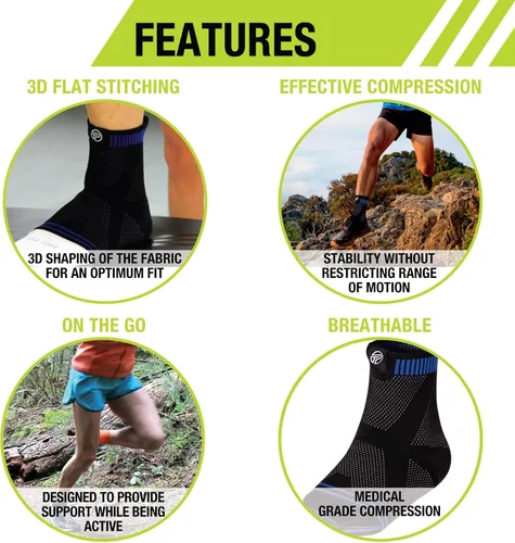 Vista 5 de Pro-Tec Athletics Soporte de tobillo plano 3D, ajuste personalizado, tela transpirable, estiramiento multidireccional para apoyo y flexibilidad
