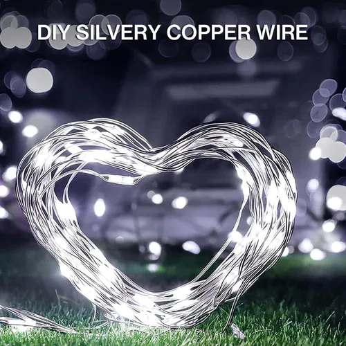 Vista 4 de Olafus Paquete de 16 luces de hadas funcionan con pilas, IP68 impermeable, mini tira de luciérnaga, cable de cobre de 7 pies, luz estrellada micro
