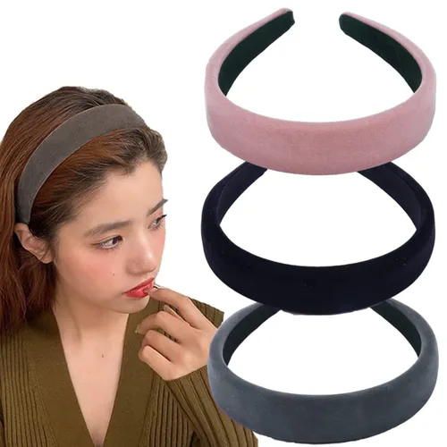 Vista 9 de Diademas anchas de terciopelo para mujer, diademas suaves para mujer, diademas de moda para mujeres y niñas, diadema antideslizante a la moda