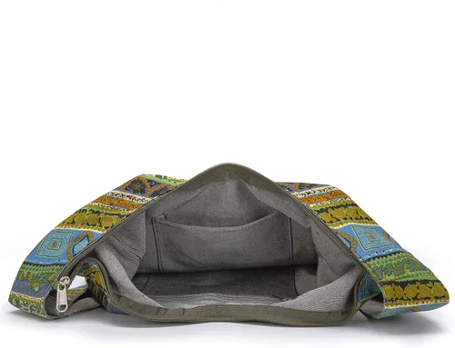 Vista 95 de Bolsa de hombro para mujer, de lona en estilo hippie/bohemio para llevar cruzada al hombro, disponible en diferentes colores y estampados