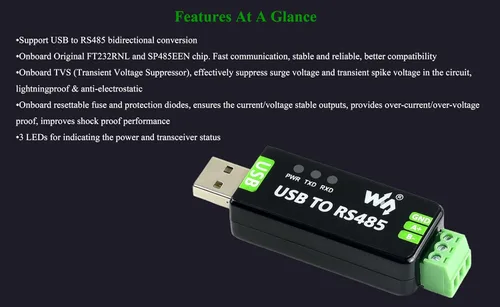 Vista 3 de 2PCS Industrial USB a RS485 Convertidor bidireccional Placa Adaptadora con Original FT232RNL y SP485EEN Chip Comunicación Rápida hasta 0.7 mi