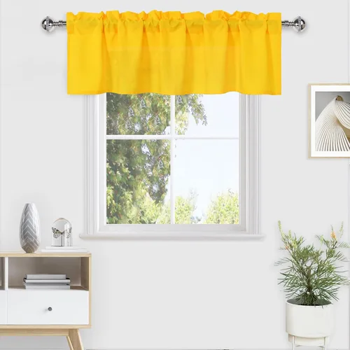Vista 64 de DWCN Cortinas de Cenefa para Sala de Estar, Cocina, Baño/Sótano - Aqua Sólido, 1 Panel, 42 x 12 Pulgadas, Oscurecimiento de Habitación Solid Short