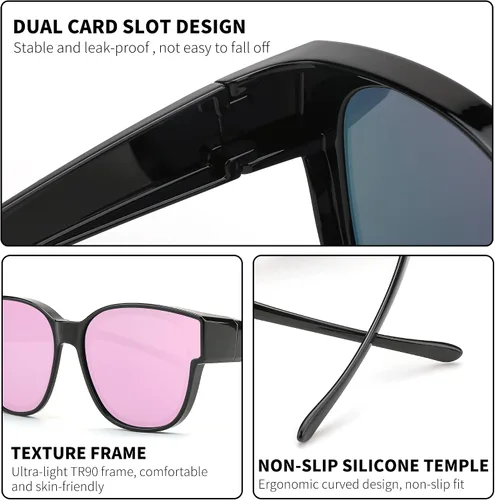 Vista 3 de FEISEDY Oversized Polarized Fit Over Sunglasses Trendy Cat Eye Wear Over Eyewear Glasses UV400 Protection B2922