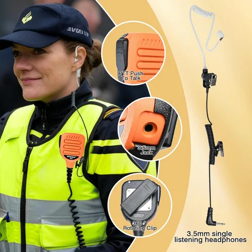 Vista 5 de WODASEN Micrófono de altavoz de radio impermeable Walkie Talkie Micrófono de mano para Retevis Ailunce HD1 HD2 HA1G RT29 RT47 RT47V RT48 RT82 RT83