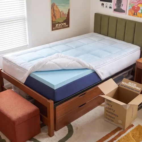 Vista 9 de ViscoSoft Serene Lux - Cubrecolchón de espuma viscoelástica de 3 pulgadas con acolchado adicional (Pillow Top), protector de colchón de doble capa