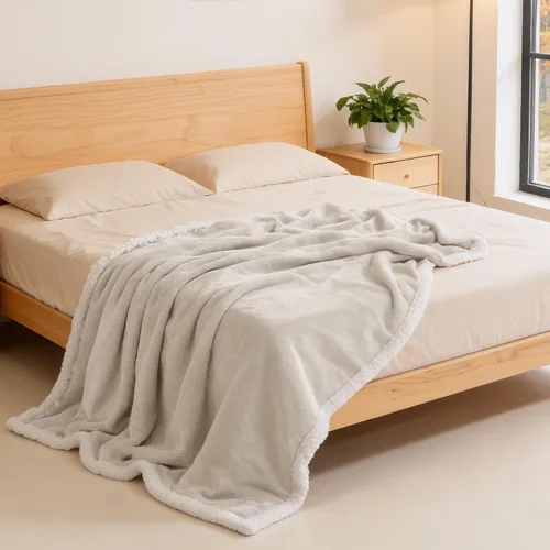 Vista 7 de Beautex Manta de Vellón Sherpa Beige Crema, Manta Suave y Esponjosa de Franela y Felpa, Manta Acogedora y Suavísima para Sofá, Cama y Adultos