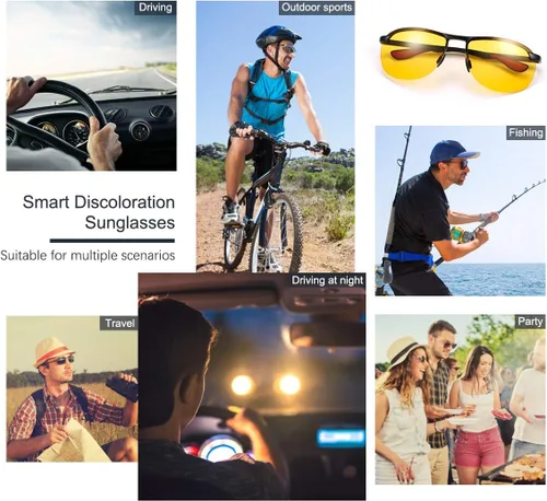 Vista 8 de YIMI Gafas de sol fotocrómicas polarizadas para hombre, para deportes al aire libre, conducción y ciclismo, antideslumbrante, UV400, gafas ligeras