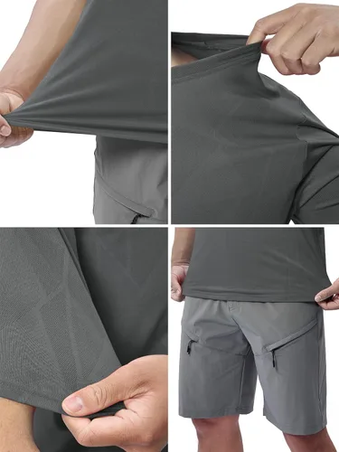 Vista 6 de Camiseta casual de verano 2024 para hombre, transpirable, manga corta, ajuste holgado, para entrenamiento, absorbe la humedad, camiseta casual