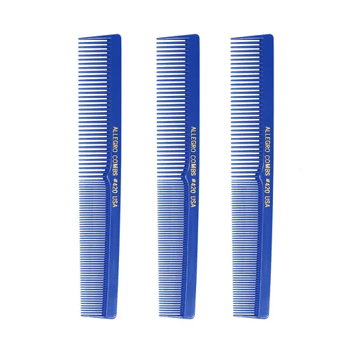 Vista 10 de Allegro Combs Peines de corte para peluqueros 420, peine para barba, bigote, para hombres, mujeres, niños pequeños, trenzados, separación del Azul