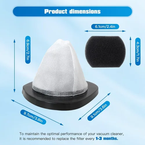 Vista 5 de Paquete de 4 filtros de vacío 2030 y 4 filtros de espuma para aspiradora Bissell 2030 de peso pluma, modelo 2030 2030L 20303 20306 20307 20309 2030H