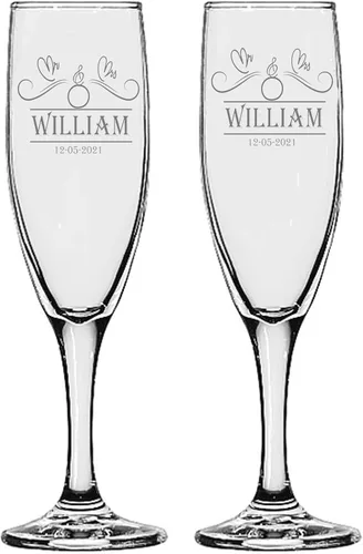 Vista 12 de GIFTS INFINITY® Juego de 2 copas de champán grabadas para boda con corazón de Infinity, copas personalizadas para brindis - Regalo para el Día