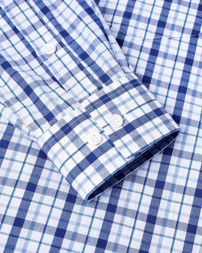 Vista 5 de Alimens & Gentle Camisas a cuadros con botones para hombre, camisas de vestir de manga larga de algodón, camisas de guingán de ajuste regular