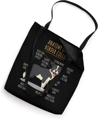 Vista 2 de Funny Anatomy Of A Border Collie Intelligent Dog Breed Bolsa de mano