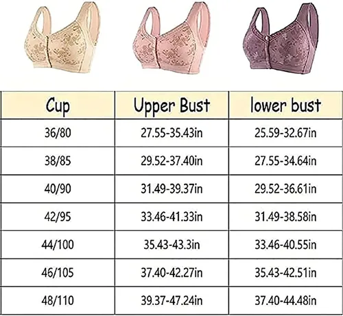 Vista 2 de Wmstylist.com Sostén de estilista Wm para personas mayores, cierre de broche frontal, brasier frontal con botón, glamuroso, brasier de cierre