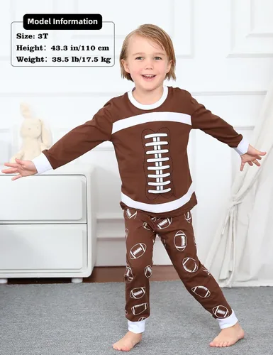 Vista 2 de A&J DESIGN Pijamas deportivas de algodón para niños de 2 a 14 años, conjunto de pijama de 2 piezas