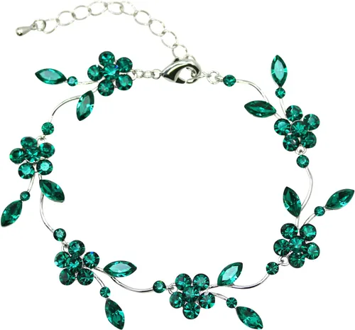 Vista 54 de Faship - Juego de collar y aretes con cristales de imitación florales AB