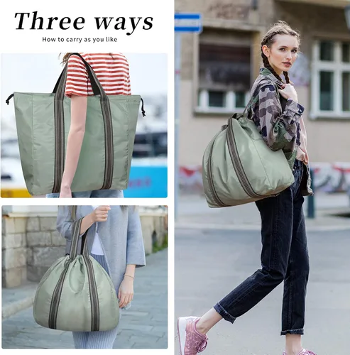 Vista 3 de ecosmile Bolsa de gimnasio con cordón y cordón para mujer bolsa de gimnasio impermeable para gimnasio