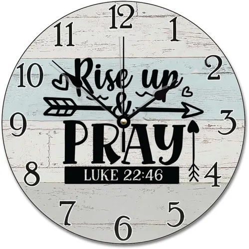 Vista 15 de Trust in the Lord With All Your Heart - Reloj de pared con versículo bíblico – Arte de cita religiosa de madera cristiana inspiradora – Madera