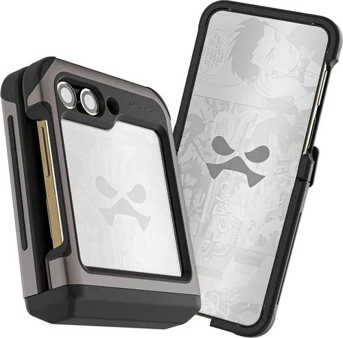 Vista 27 de Ghostek Atomic - Funda delgada para Galaxy Z Flip 4, parte trasera de aramida con parachoques de aluminio rojo, funda protectora de doble capa a