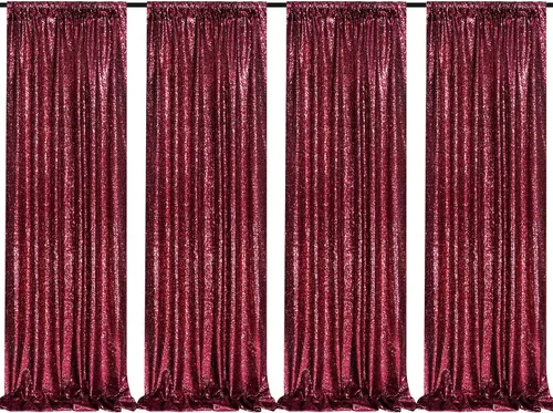 Vista 67 de 2 cortinas de 2 x 8 pies de lentejuelas con brillantina para marco de fotografía, para fiestas o fondos de fotografía