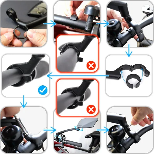 Vista 7 de BriskMore Espejo de bicicleta para manillar - Cristal HD transparente, espejo ajustable y plegable de 360° para una conducción segura, gran angular