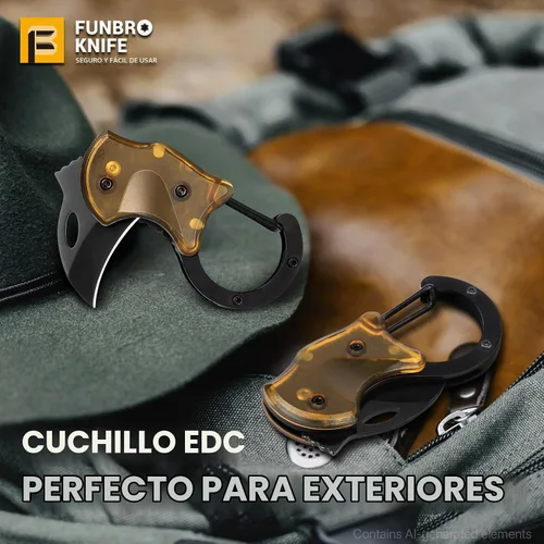 Vista 7 de FUNBRO Cuchillo de bolsillo pequeño, cortador de caja fría con hoja afilada de 1.34 pulgadas 1 paquete ámbar
