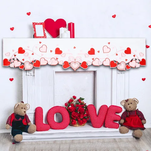 Vista 7 de Camino de mesa bordado de corazón, aniversario de boda, propuestas de matrimonio, eventos románticos o fiestas (13 x 69 pulgadas)