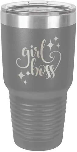 Vista 11 de GIRL BOSS - Vaso grabado con láser de acero con recubrimiento de polvo para viaje, sin BPA, para mantener tu bebida fría o caliente, idea de regalo