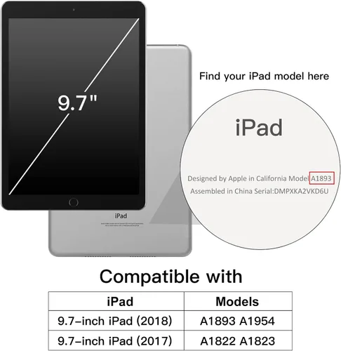 Vista 2 de JETech Funda para iPad de 9.7 pulgadas (6ª/5ª generación, 2018/2017) con soporte para lápices, carcasa trasera transparente transparente y delgada