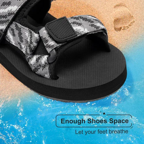 Vista 3 de Sandalias unisex para niños grandes con correas ajustables, sandalias atléticas para exteriores, zapatos casuales