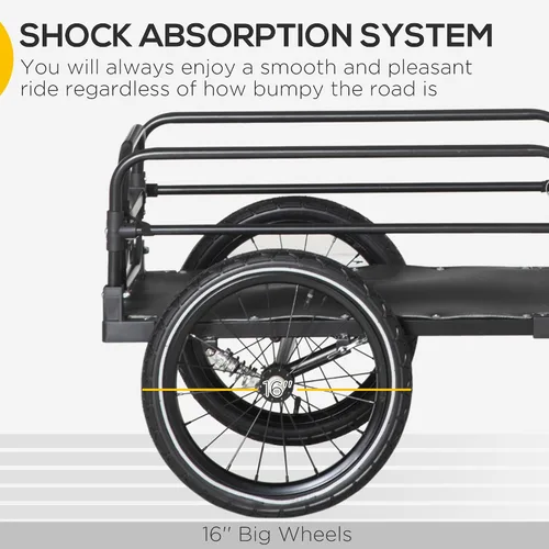 Vista 3 de Aosom Remolque de carga para bicicleta con suspensión, ruedas de 16 Carro de bicicleta, remolque de bicicleta, triple seguridad características