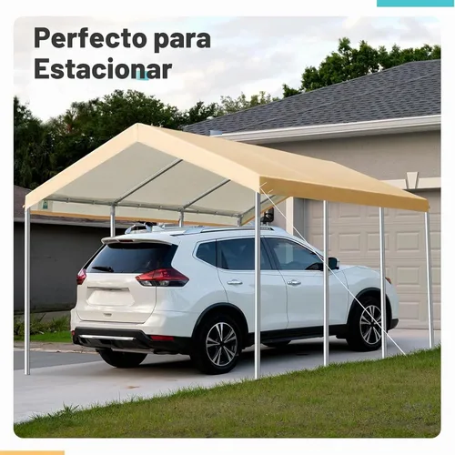 Vista 5 de Cubierta de toldo de repuesto para carport para carpa de automóvil, cubierta de refugio de garaje, lona con cuerdas elásticas de bolas