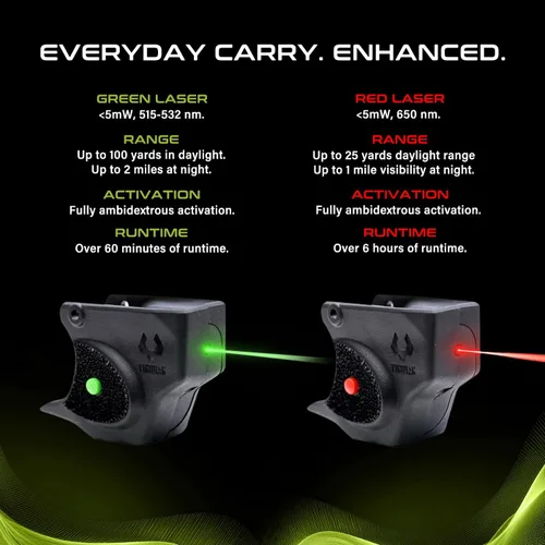 Vista 2 de Mira láser verde serie E de Viridian Weapon Technologies, ajuste personalizado para armas, para pistolas con o sin riel, láser verde clase 3R