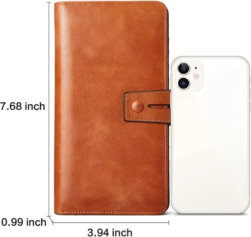 Vista 6 de BOSTANTEN Carteras de cuero para mujer con bloqueo RFID de gran capacidad tarjetero triple para mujer