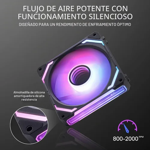 Vista 5 de Redragon GCF012 Ventilador estándar de 120 mm para carcasa de PC, conexión Daisy-Chain, iluminación ARGB de 5V 3 pines, ventilador de carcasa PWM
