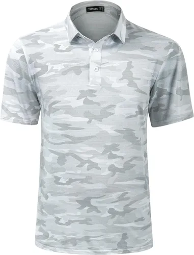 Vista 155 de TAPULCO Camisetas tipo polo de secado rápido para hombre, diseño de camuflaje, atléticas, ligeras, transpirables, casuales, para golf