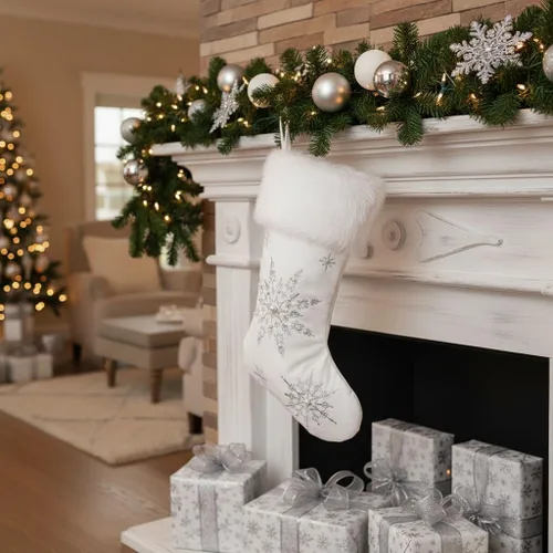 Vista 4 de Colección de calcetas navideñas alegres de Comfy Hour (bordado de terciopelo suave)
