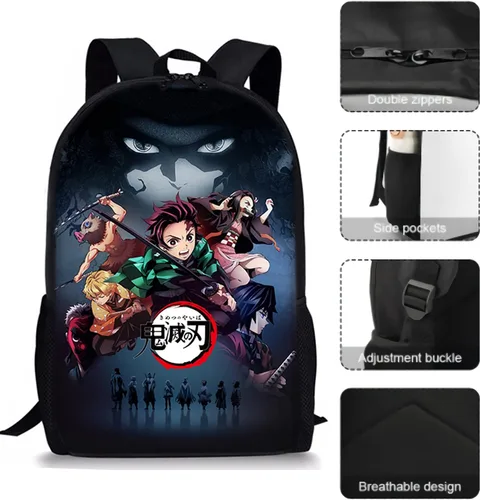 Vista 6 de KXQWB Mochila diaria de viaje con bolsa de almuerzo juego de 3 piezas mochila de anime negrodorado team gold talla única