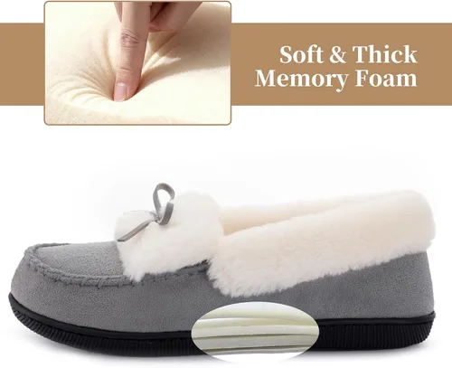 Vista 4 de RockDove Pantuflas tipo mocasín de microgamuza con forro de piel sintética para mujer